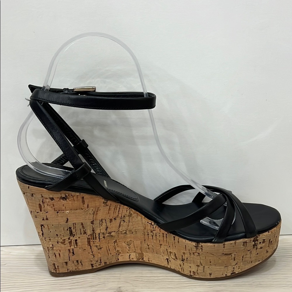 Prada Black Wedge Sandals with Cork Sole - Picture 5 of 8